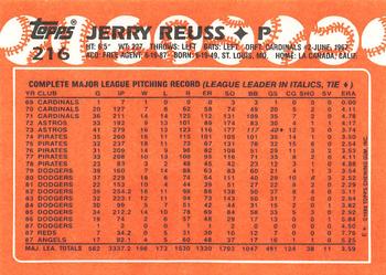 1988 Topps - Collector's Edition (Tiffany) #216 Jerry Reuss Back