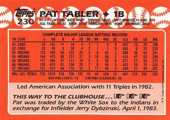 1988 Topps - Collector's Edition (Tiffany) #230 Pat Tabler Back