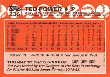 1988 Topps - Collector's Edition (Tiffany) #236 Ted Power Back