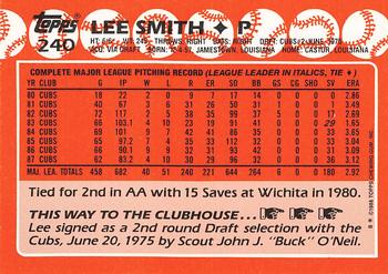 1988 Topps - Collector's Edition (Tiffany) #240 Lee Smith Back