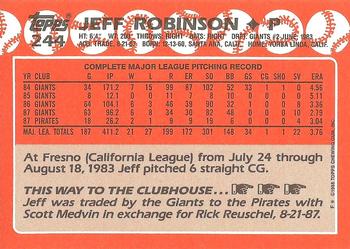 1988 Topps - Collector's Edition (Tiffany) #244 Jeff Robinson Back