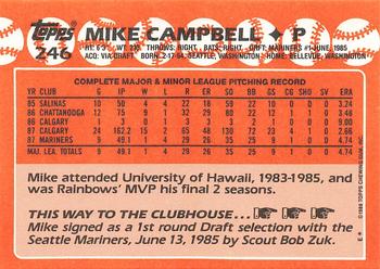 1988 Topps - Collector's Edition (Tiffany) #246 Mike Campbell Back