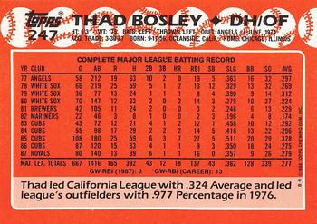 1988 Topps - Collector's Edition (Tiffany) #247 Thad Bosley Back