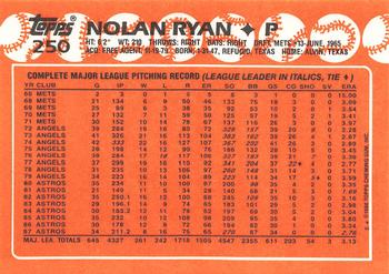 1988 Topps - Collector's Edition (Tiffany) #250 Nolan Ryan Back