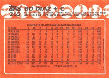 1988 Topps - Collector's Edition (Tiffany) #265 Bo Diaz Back