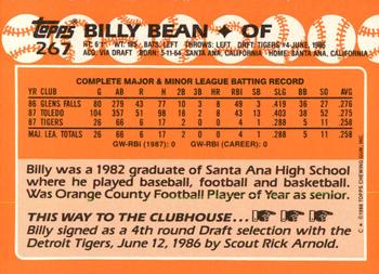 1988 Topps - Collector's Edition (Tiffany) #267 Billy Bean Back