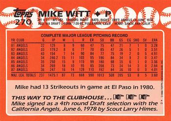 1988 Topps - Collector's Edition (Tiffany) #270 Mike Witt Back