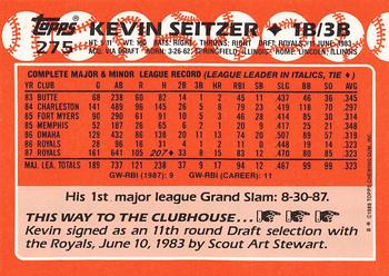 1988 Topps - Collector's Edition (Tiffany) #275 Kevin Seitzer Back
