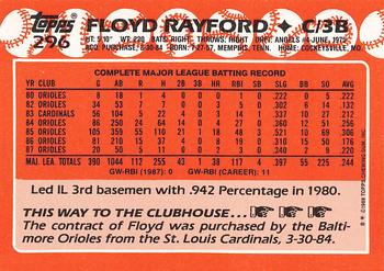 1988 Topps - Collector's Edition (Tiffany) #296 Floyd Rayford Back