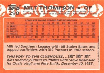 1988 Topps - Collector's Edition (Tiffany) #298 Milt Thompson Back