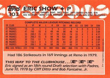 1988 Topps - Collector's Edition (Tiffany) #303 Eric Show Back