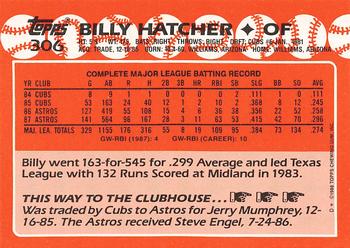 1988 Topps - Collector's Edition (Tiffany) #306 Billy Hatcher Back