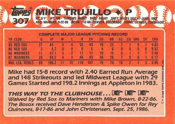 1988 Topps - Collector's Edition (Tiffany) #307 Mike Trujillo Back