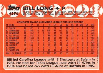 1988 Topps - Collector's Edition (Tiffany) #309 Bill Long Back