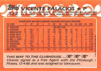 1988 Topps - Collector's Edition (Tiffany) #322 Vicente Palacios Back