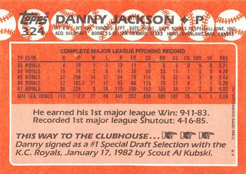 1988 Topps - Collector's Edition (Tiffany) #324 Danny Jackson Back