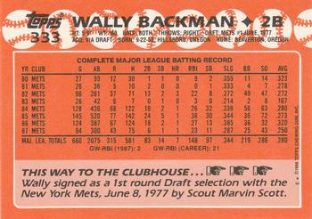 1988 Topps - Collector's Edition (Tiffany) #333 Wally Backman Back