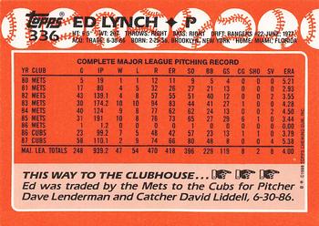 1988 Topps - Collector's Edition (Tiffany) #336 Ed Lynch Back