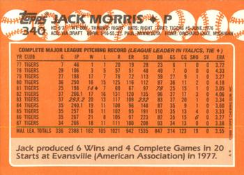 1988 Topps - Collector's Edition (Tiffany) #340 Jack Morris Back