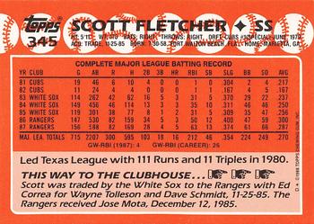 1988 Topps - Collector's Edition (Tiffany) #345 Scott Fletcher Back