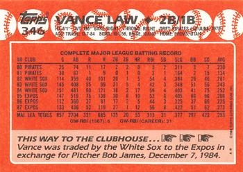1988 Topps - Collector's Edition (Tiffany) #346 Vance Law Back