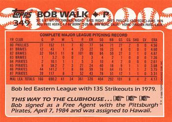 1988 Topps - Collector's Edition (Tiffany) #349 Bob Walk Back