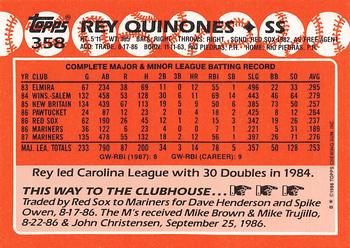 1988 Topps - Collector's Edition (Tiffany) #358 Rey Quinones Back