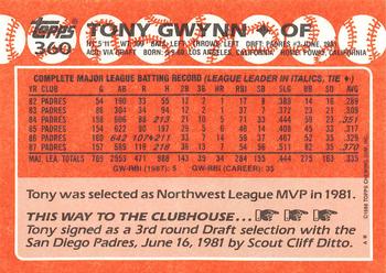 1988 Topps - Collector's Edition (Tiffany) #360 Tony Gwynn Back