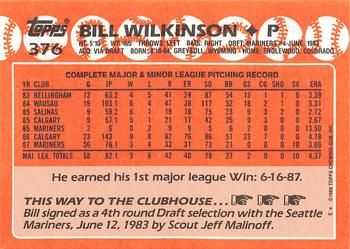 1988 Topps - Collector's Edition (Tiffany) #376 Bill Wilkinson Back