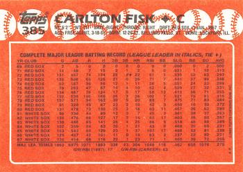 1988 Topps - Collector's Edition (Tiffany) #385 Carlton Fisk Back