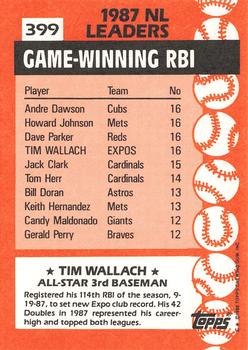 1988 Topps - Collector's Edition (Tiffany) #399 Tim Wallach Back
