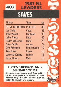 1988 Topps - Collector's Edition (Tiffany) #407 Steve Bedrosian Back