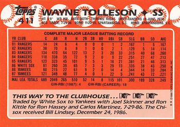 1988 Topps - Collector's Edition (Tiffany) #411 Wayne Tolleson Back