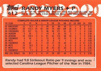 1988 Topps - Collector's Edition (Tiffany) #412 Randy Myers Back