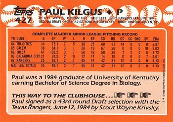 1988 Topps - Collector's Edition (Tiffany) #427 Paul Kilgus Back