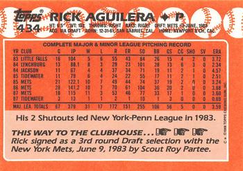 1988 Topps - Collector's Edition (Tiffany) #434 Rick Aguilera Back