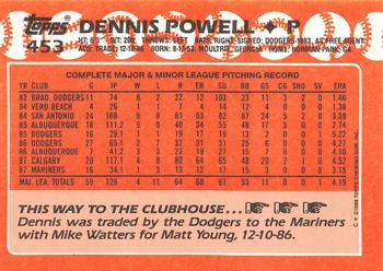 1988 Topps - Collector's Edition (Tiffany) #453 Dennis Powell Back
