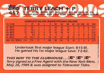 1988 Topps - Collector's Edition (Tiffany) #457 Terry Leach Back