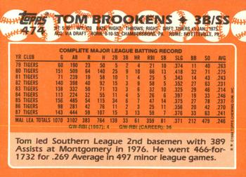 1988 Topps - Collector's Edition (Tiffany) #474 Tom Brookens Back
