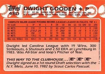 1988 Topps - Collector's Edition (Tiffany) #480 Dwight Gooden Back
