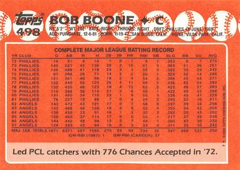 1988 Topps - Collector's Edition (Tiffany) #498 Bob Boone Back