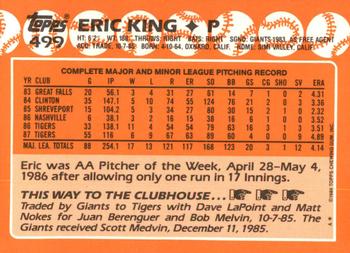 1988 Topps - Collector's Edition (Tiffany) #499 Eric King Back