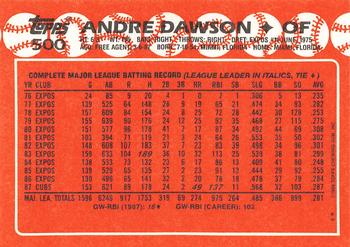 1988 Topps - Collector's Edition (Tiffany) #500 Andre Dawson Back