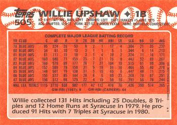 1988 Topps - Collector's Edition (Tiffany) #505 Willie Upshaw Back