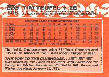 1988 Topps - Collector's Edition (Tiffany) #508 Tim Teufel Back