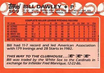 1988 Topps - Collector's Edition (Tiffany) #509 Bill Dawley Back