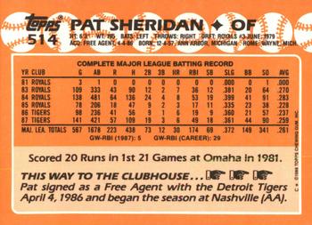 1988 Topps - Collector's Edition (Tiffany) #514 Pat Sheridan Back