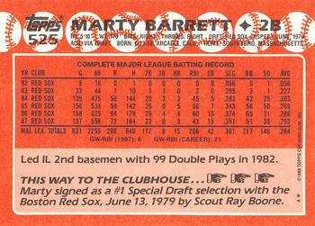 1988 Topps - Collector's Edition (Tiffany) #525 Marty Barrett Back