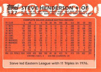 1988 Topps - Collector's Edition (Tiffany) #527 Steve Henderson Back