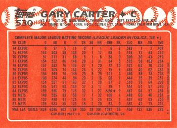 1988 Topps - Collector's Edition (Tiffany) #530 Gary Carter Back
